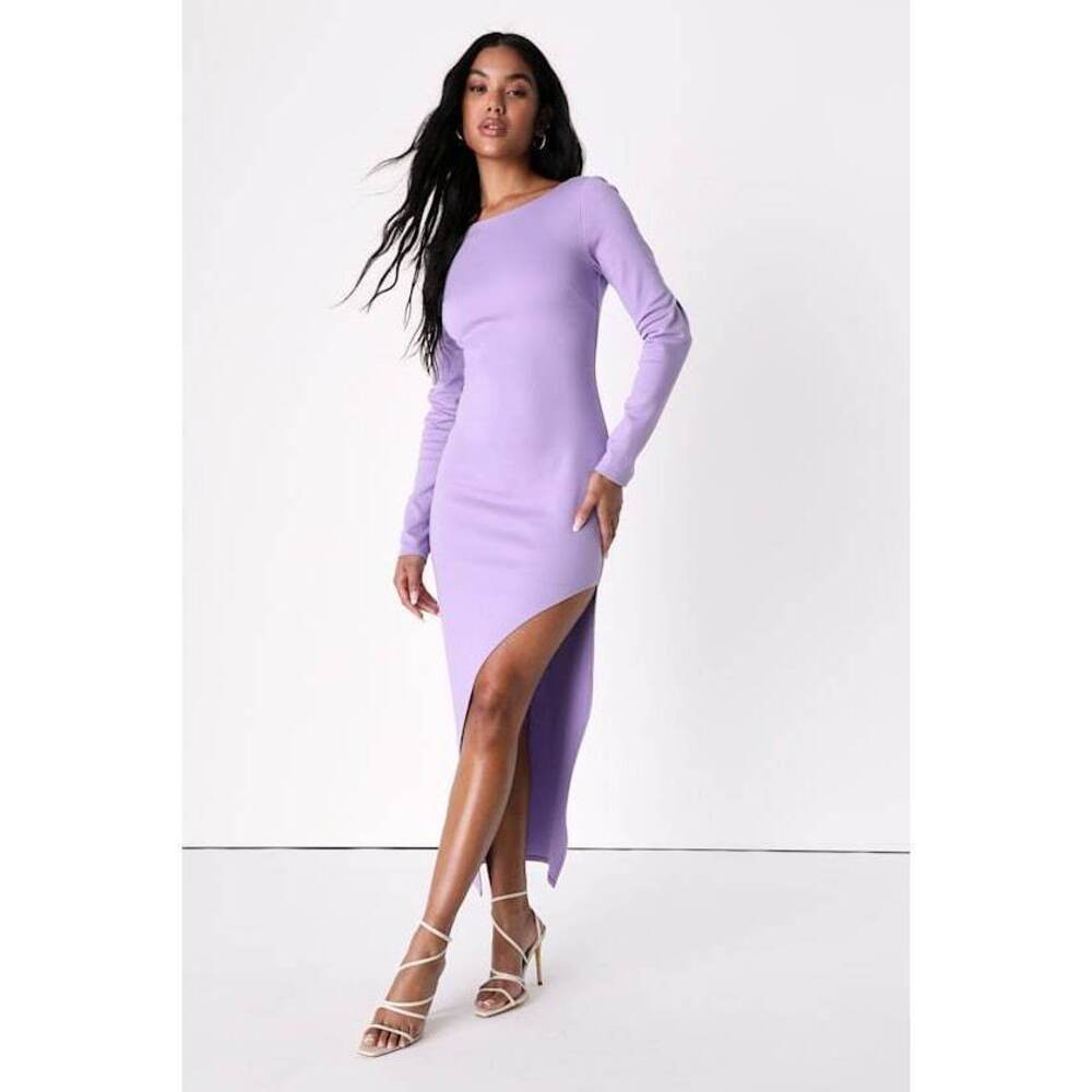 Lulus Dreaming About You Lilac Long Sleeve Maxi Dress Purple - Size M